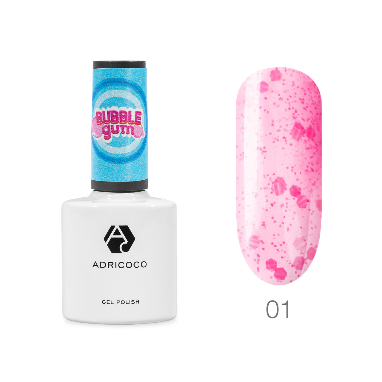 ADRICOCO Гель-лак Bubble gum с цветной неоновой слюдой №01 малиновый джем, 8 мл - фото 1 - id-p108426879