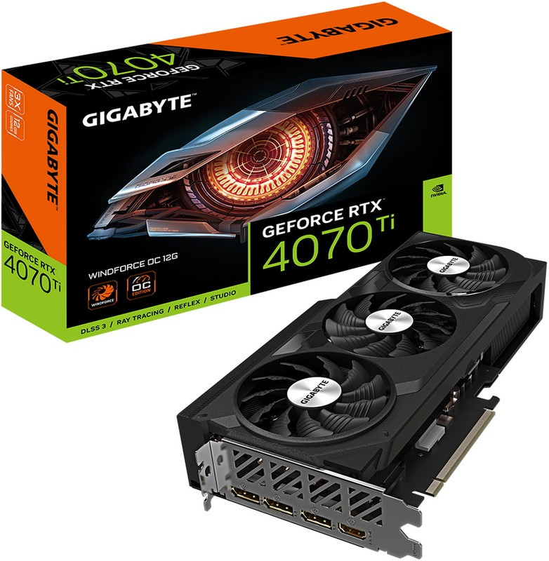 Видеокарта 12Gb PCI-E GDDR6 GIGABYTE GV-N407TWF3-12GD, 1хHDMI+3xDP GeForce RTX4070 Ti