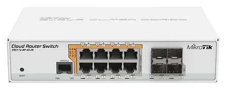 Сетевой коммутатор MikroTik CRS112-8P-4S-IN 8xGigabit LAN with PoE, 4SFP, Router OS L5, desktop case - фото 1 - id-p113163524