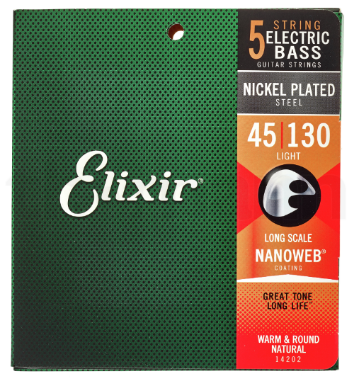 Комплект струн для 5-струнной бас-гитары, 45-130, NANOWEB, Elixir 14202, фото 1