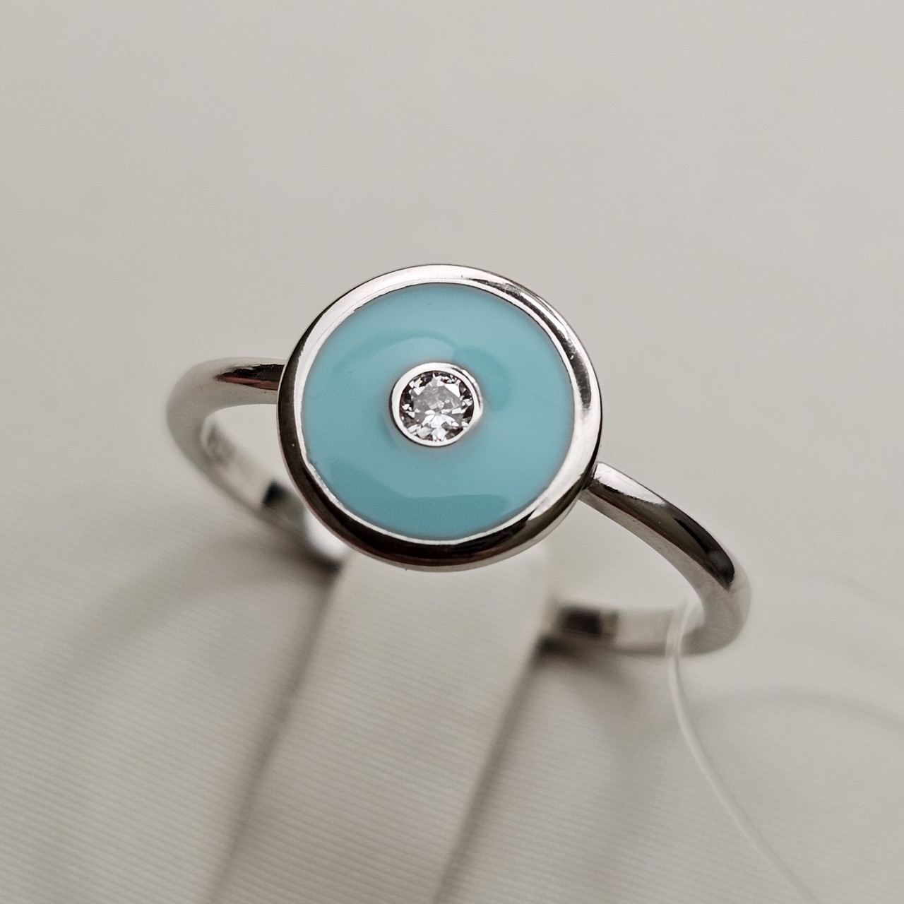 Кольцо 1,57 гр, серебро фианиты эмаль 925 проба,17,5 размер, фото 1