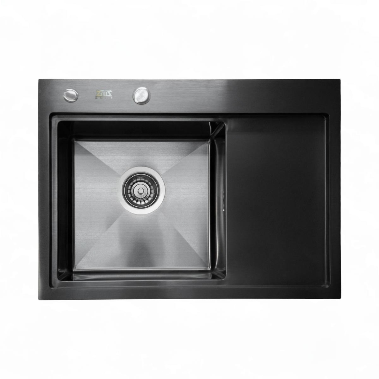 Кухонная мойка ZEUS врезная 78х48 (черный), левая - фото 1 - id-p113171504