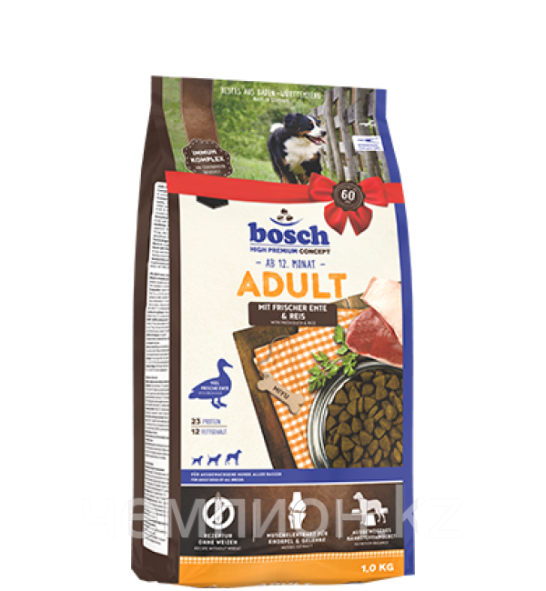 Bosch Adult Duck & Rice, корм для взрослых собак всех пород, утка и рис, уп.15кг. - фото 1 - id-p113178831