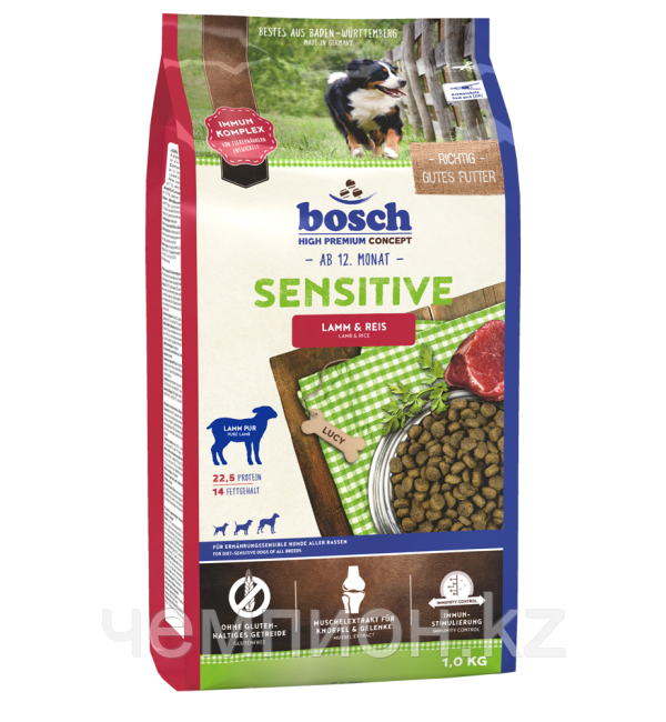Bosch Sensitive Lamb & Rice, корм для собак с аллергией и чуствительным пищеварением, ягненок и рис, уп.15кг.