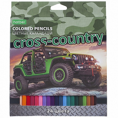 Карандаши "Hatber Eco", 24 цвета, серия "Cross Country", в картонной упаковке