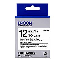 Лента Epson C53S654016 LK-4WBW9 Повышенной адгезии 12мм, Бел./Черн., 9м