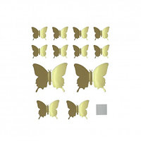 Наклейки Зеркальные бабочки, Золото, 6,5-11 см*12шт. 1 уп. Россия