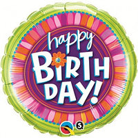 Шары Фольга День рождения Happy Birthday яркий круг 35106 Qualatex USA