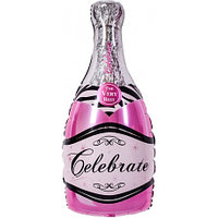 ВП Шар с клапаном (14''/36 см) Мини-фигура, бутылка шампанского розовый 1 шт. 180591 Falali, КИТАЙ