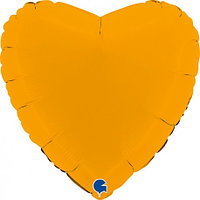 Шар (18''/46 см) Сердце, горчичный Сатин, 1 шт. Италия