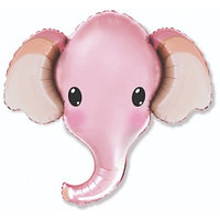 Шар (39''/99 см) Фигура, Голова, Милый Слоник, розовый 1 шт. Flexmetal (Испания)