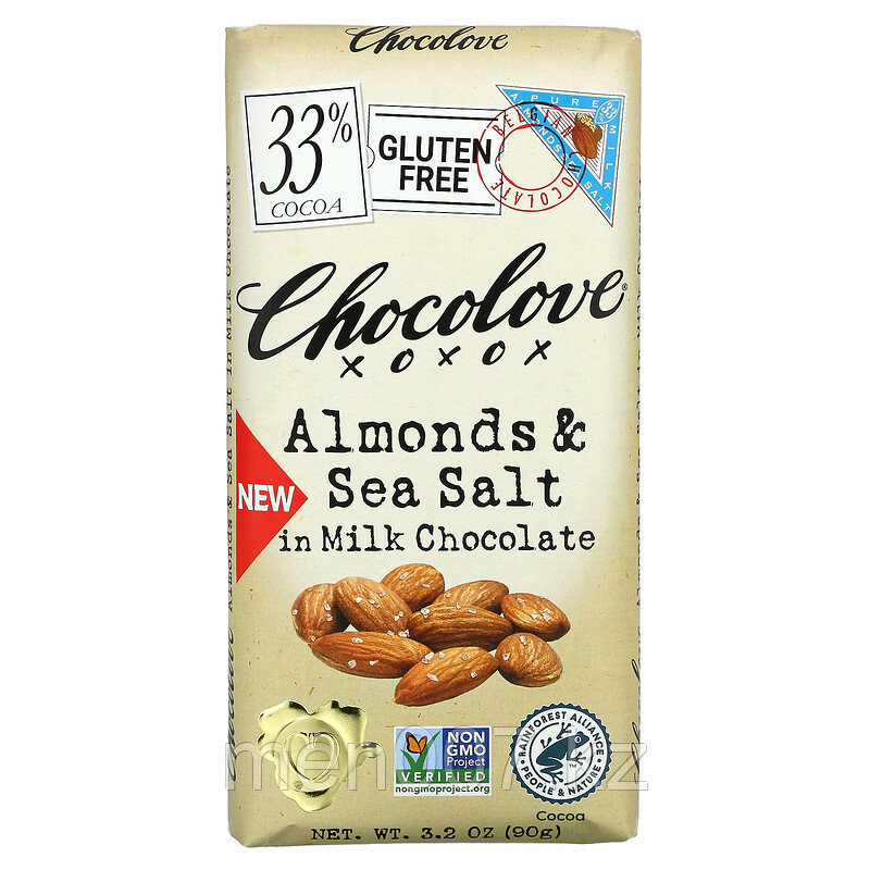 Chocolove, Бельгийский Молочный шоколад Миндаль и морская соль, 33% какао (90 г)
