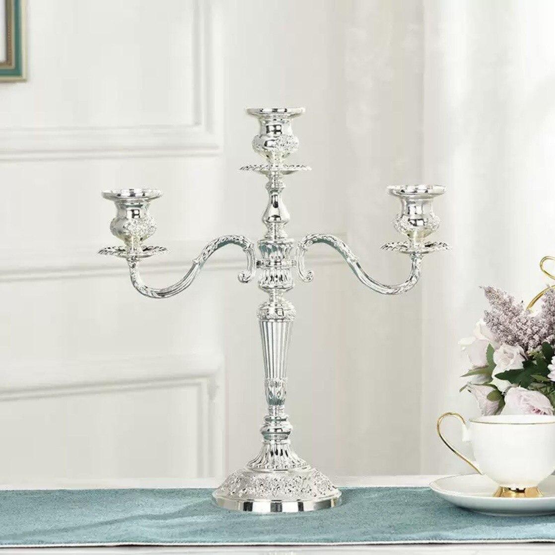 Подсвечник на 3 свечи серебристый  Luxe ornament