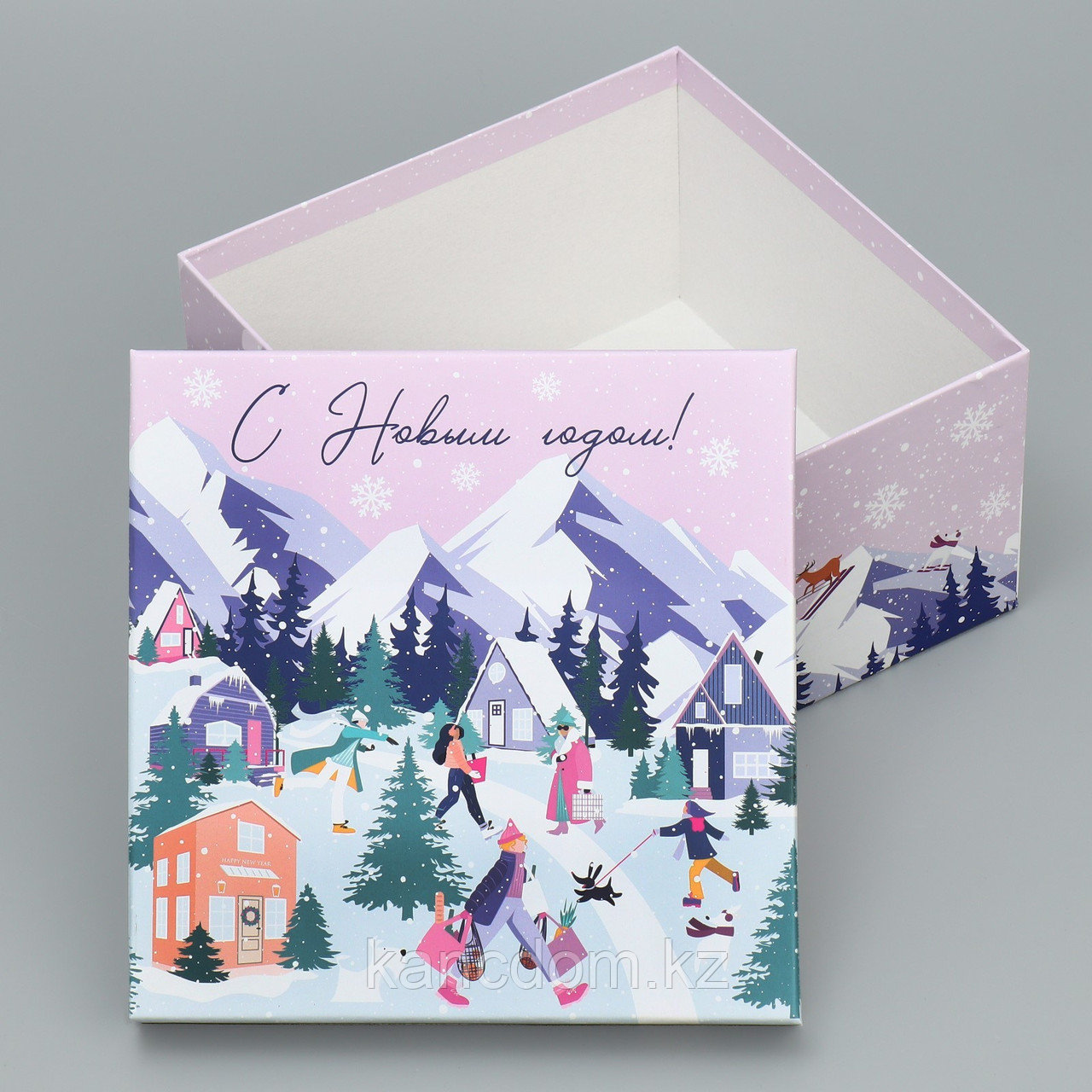 Коробка квадратная "С Новым годом" 20*20*11см №1
