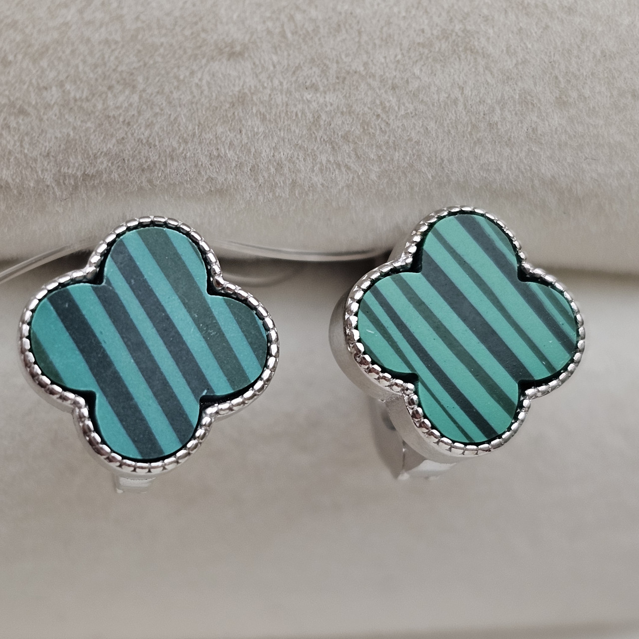 Серьги Малахит, 3,07гр, 925 проба