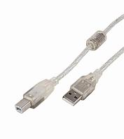 Кабель USB 2.0 Pro Cablexpert CCF-USB2-AMBM-TR-15, AM-BM, 4,5м, экран, феррит.кольцо, прозрачный, па