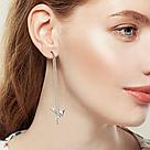 Серьги-продевки из серебра  Фианит Aquamarine 49442А.5 серебро с родием, фото 6