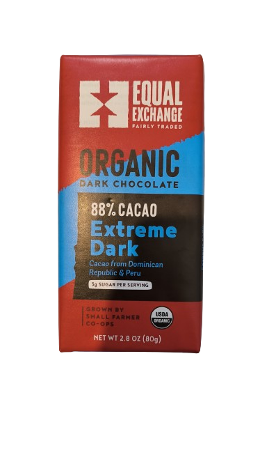 Equal Exchange, Швейцарский органический темный шоколад Extreme dark, 88% какао (80 г)