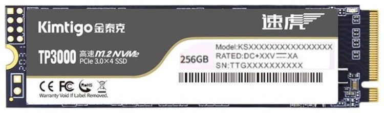 SSD 256 Gb, M.2 NVMe 2280, Kimtigo TP3000-256G, R2500/W1100
