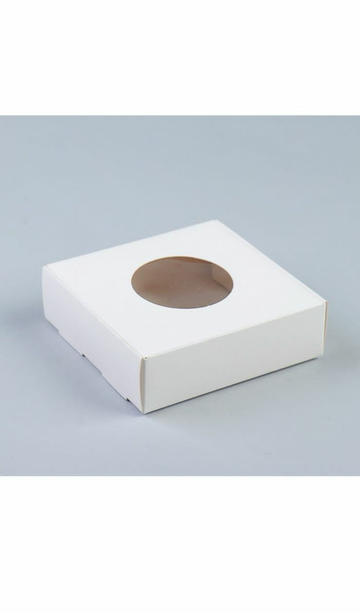 Коробка для печенья, с окном, белая, 10 х 10 х 3 см