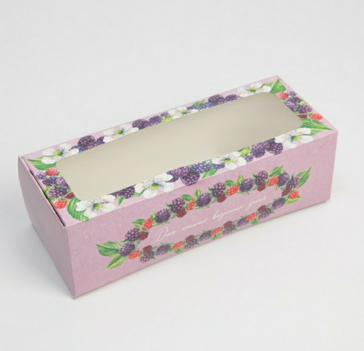 Коробка для кондитерских изделий с окном 26 х 10 х 8 см