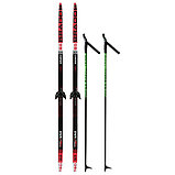 Комплект лыжный: пластиковые лыжи 160 см без насечек, стеклопластиковые палки 120 см, крепления NN75 мм, цвета, фото 6