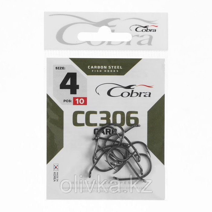 Крючки Cobra CARP, серия CC306, № 04, 10 шт. - фото 1 - id-p113233702