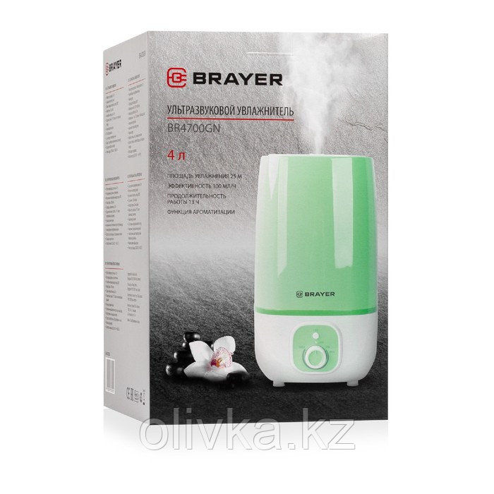 Увлажнитель воздуха BRAYER BR4700GN, ультразвуковой, 25 Вт, 4 л, 25 м2, зелёный - фото 7 - id-p113231495