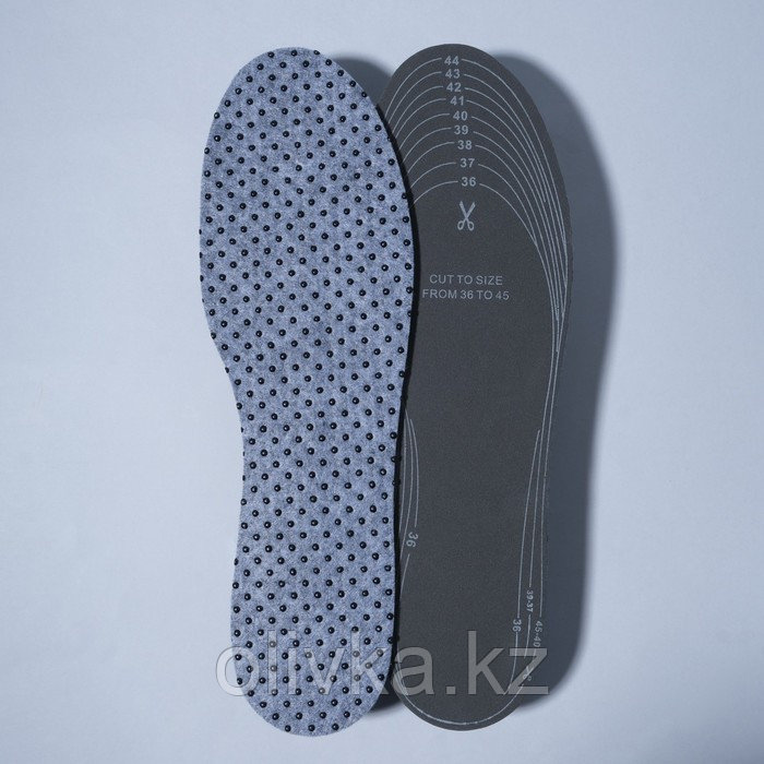 Стельки для обуви, утеплённые, универсальные, двухслойные, 36-46 р-р, 29,5 см, пара, цвет серый - фото 2 - id-p113230458