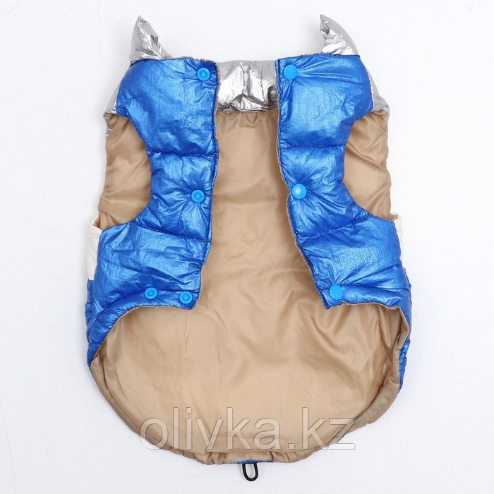 Куртка для собак с утяжкой размер 12 (ДС 28, ОГ 38, ОШ 27), серебряно-синяя - фото 6 - id-p113235449