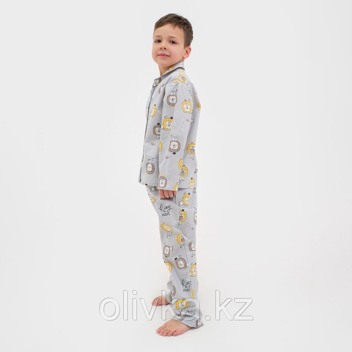 Пижама детская (рубашка, брюки) KAFTAN "Лев" р. 122-128, серый - фото 2 - id-p105783622