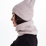 Комплект женский зимний (шапка/снуд), цвет бежевый, размер 56-58, фото 3