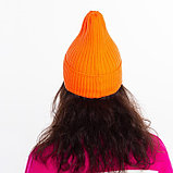 Шапка женская зимняя, цвет оранжевый, размер 52-56, фото 5