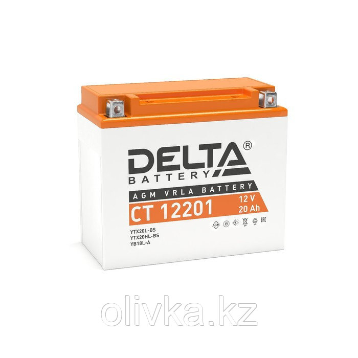 Аккумуляторная батарея Delta СТ12201 (YTX20L-BS, YTX20HL-BS, YB16L-B, YB18L-A) 12 В, 20 Ач обратная (- +) - фото 1 - id-p113229533