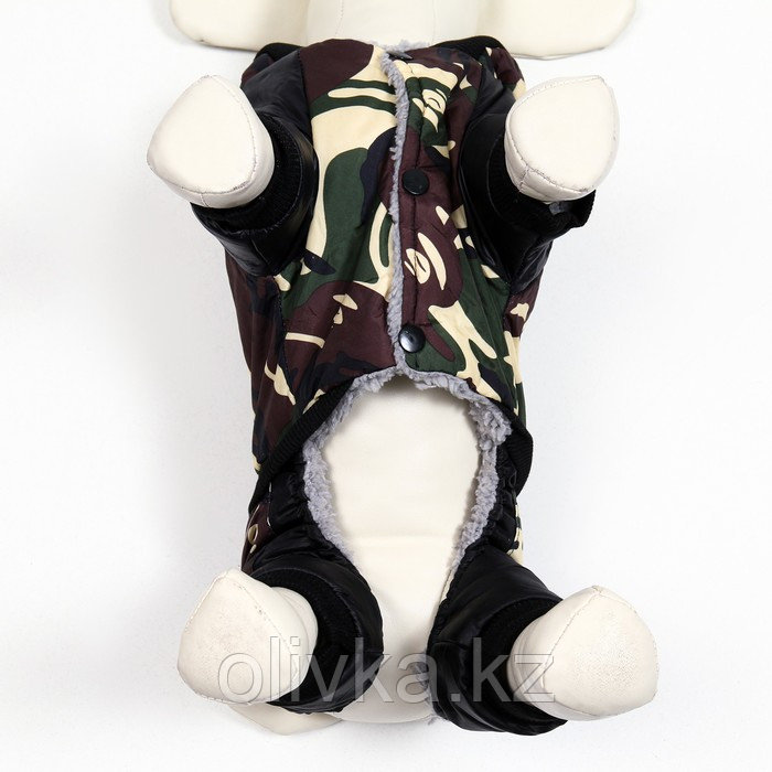 Комбинезон для собак "Камуфляж"на меховом подкладе, размер XL (ДС 40 ОШ 40, ОГ 50 см) - фото 7 - id-p113234344
