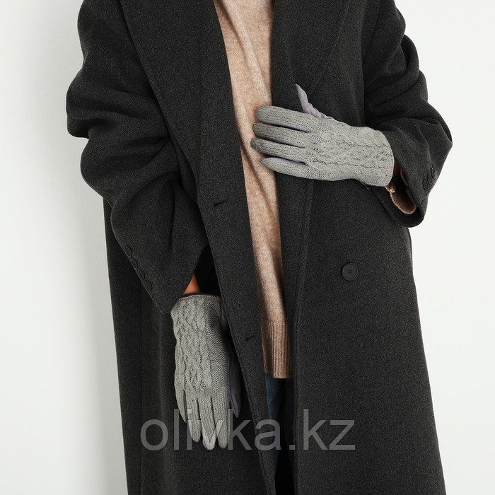 Перчатки женские, безразмерные, с утеплителем, цвет светло-серый - фото 4 - id-p113238802