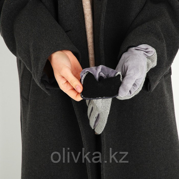 Перчатки женские, безразмерные, с утеплителем, цвет светло-серый - фото 6 - id-p113238802