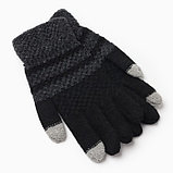 Перчатки мужские, цвет черный/серый, размер 10, фото 2