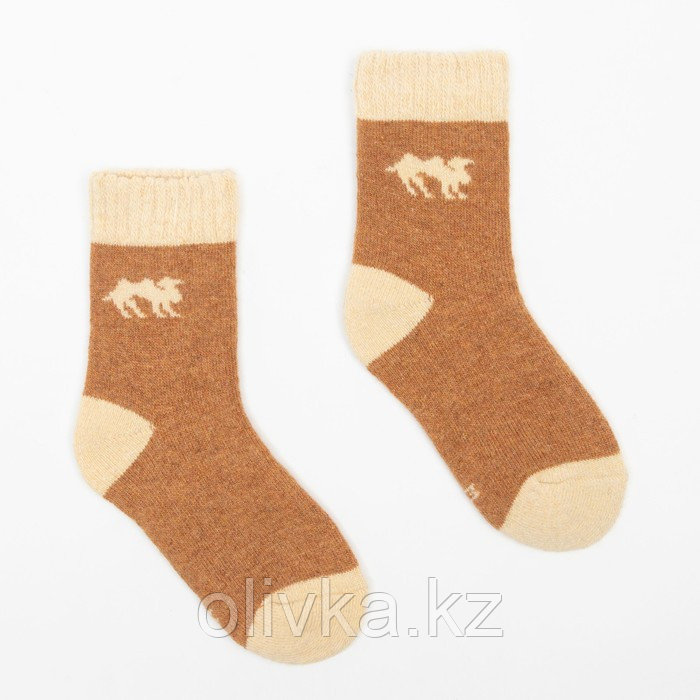 Носки детские с верблюжьей шерстью, цвет ореховый, р-р 22 (10-12 лет)
