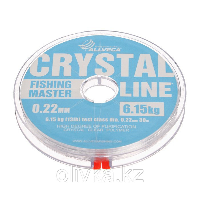 Леска монофильная ALLVEGA Fishing Master CRYSTAL, диаметр 0.22 мм, тест 6,15 кг, 30 м
