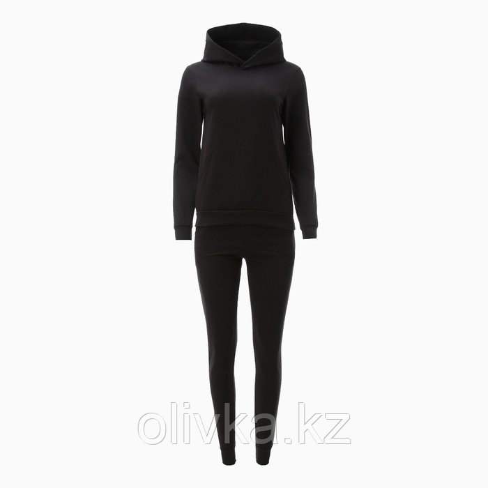 Комплект женский (фуфайка/брюки) НАЧЁС, цвет чёрный, размер 46 - фото 1 - id-p113238850