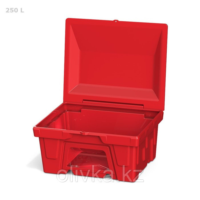 Ящик с крышкой и дозатором, 250 л, для песка, соли, реагентов, цвет красный