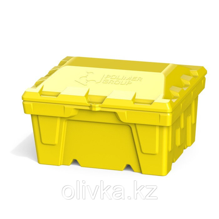 Ящик с крышкой, 500 л, для песка, соли, реагентов, цвет жёлтый - фото 1 - id-p113234838