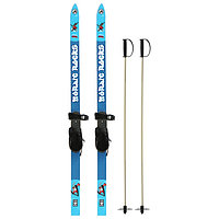 Лыжный комплект, 120 см, c креплениями с резиновой пяткой и палками длиной 90 см
