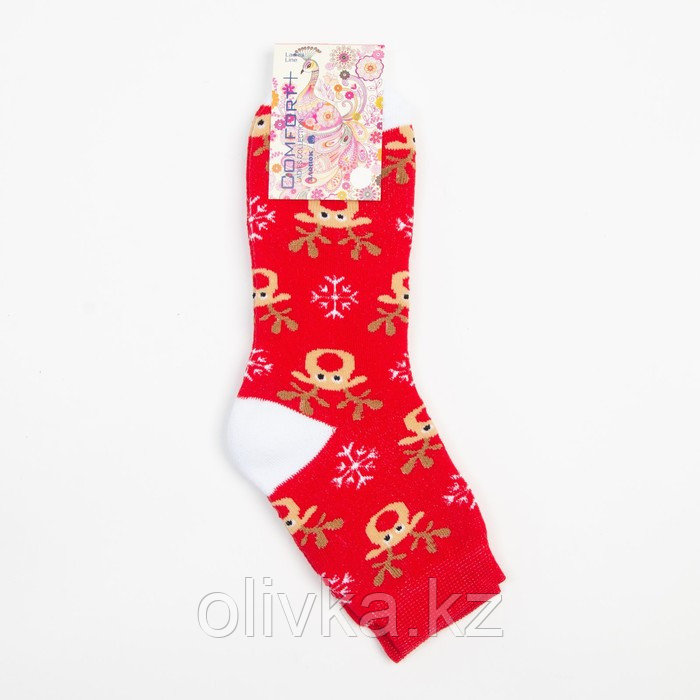 Носки женские махровые, цвет красный, размер 25 - фото 5 - id-p113230948
