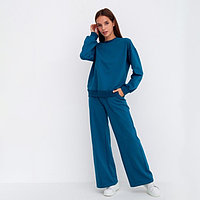 Комплект женский (свитшот/брюки), цвет петроль, размер 50