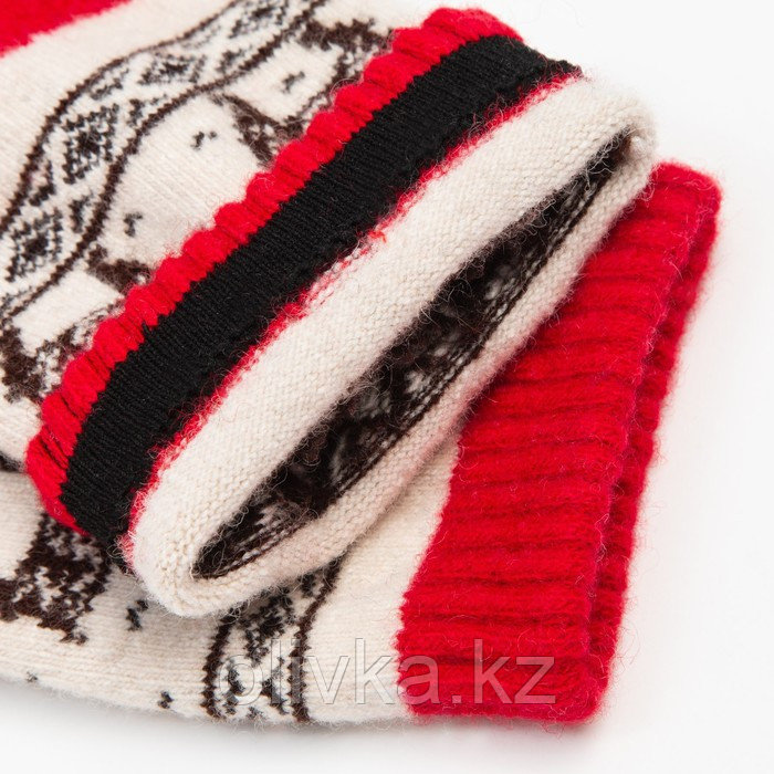 Носки женские из монгольской шерсти с оленями, цвет красный, размер 25 (37-39) - фото 4 - id-p113230957