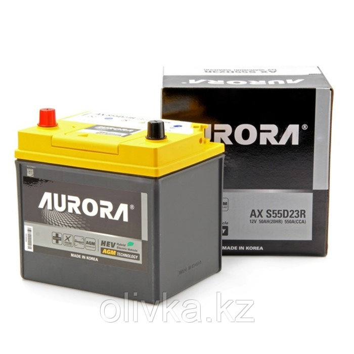 Аккумулятор AURORA JIS AGM AX S55D23R, 50 Ah, 550 A, 245x174x220, прямая полярность - фото 1 - id-p113235935