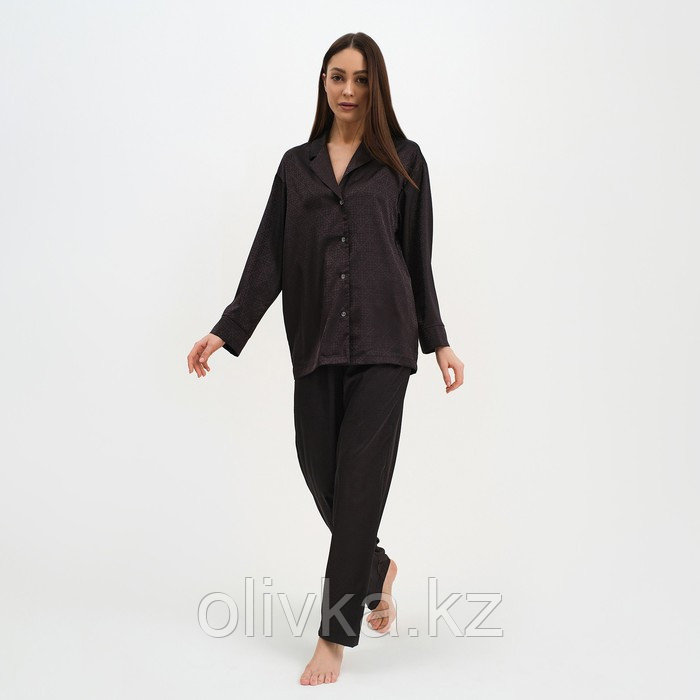 Пижама женская (рубашка и брюки) KAFTAN "Треугольники" цвет цвет чёрный, размер 52-54 - фото 1 - id-p113234416