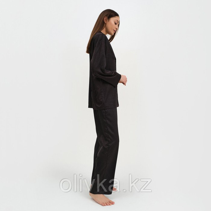Пижама женская (рубашка и брюки) KAFTAN "Треугольники" цвет цвет чёрный, размер 52-54 - фото 2 - id-p113234416